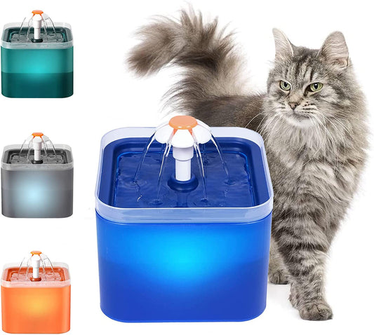"Refresh and Hydrate Your Pets with the 67Oz/2.0L LED Pet Fountain - the Perfect Automatic Water Dispenser for Cats, Dogs, and More! (Blue)"